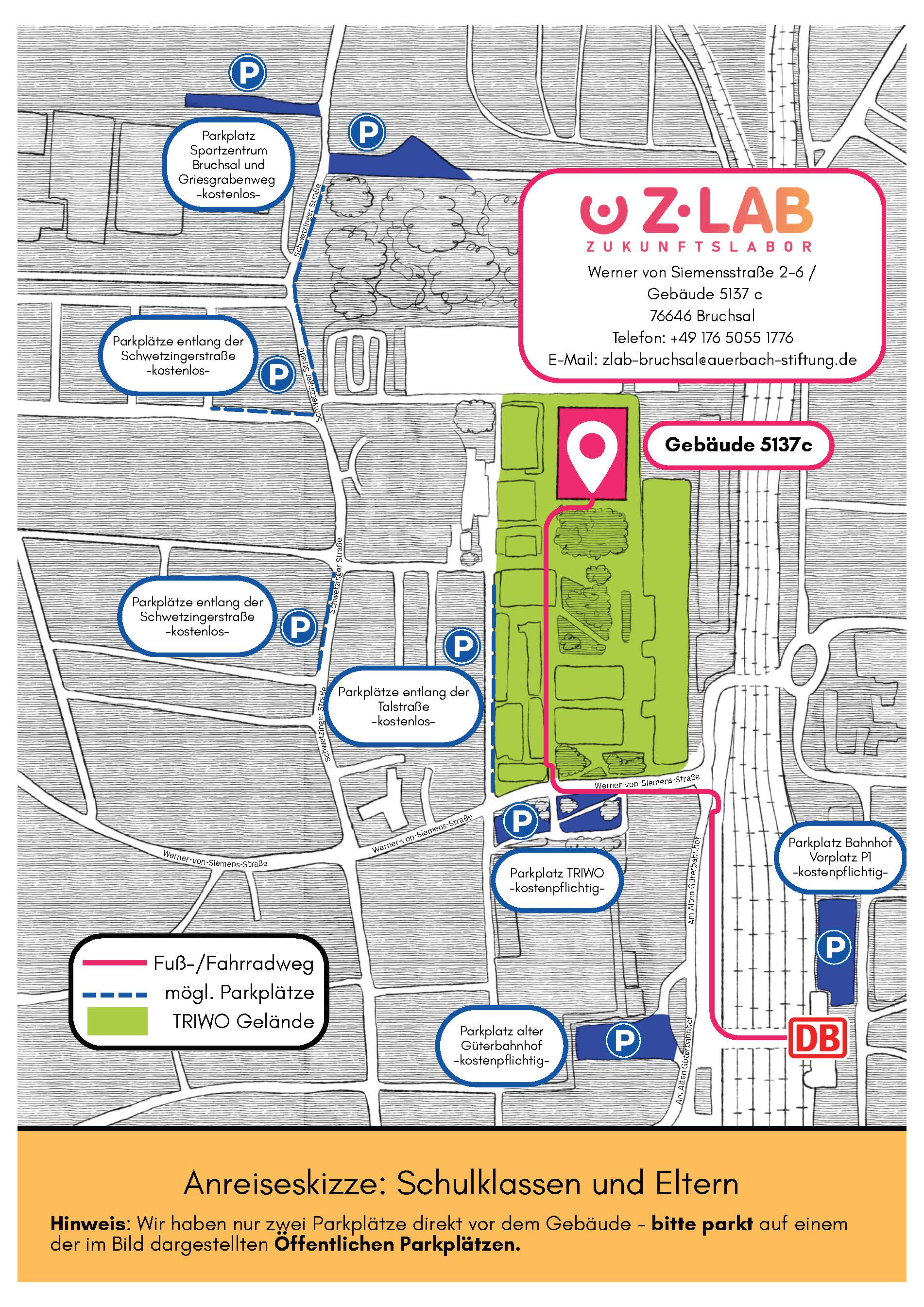 Parkmöglichkeiten Z-LAB Bruchsal: Parkmöglichkeiten